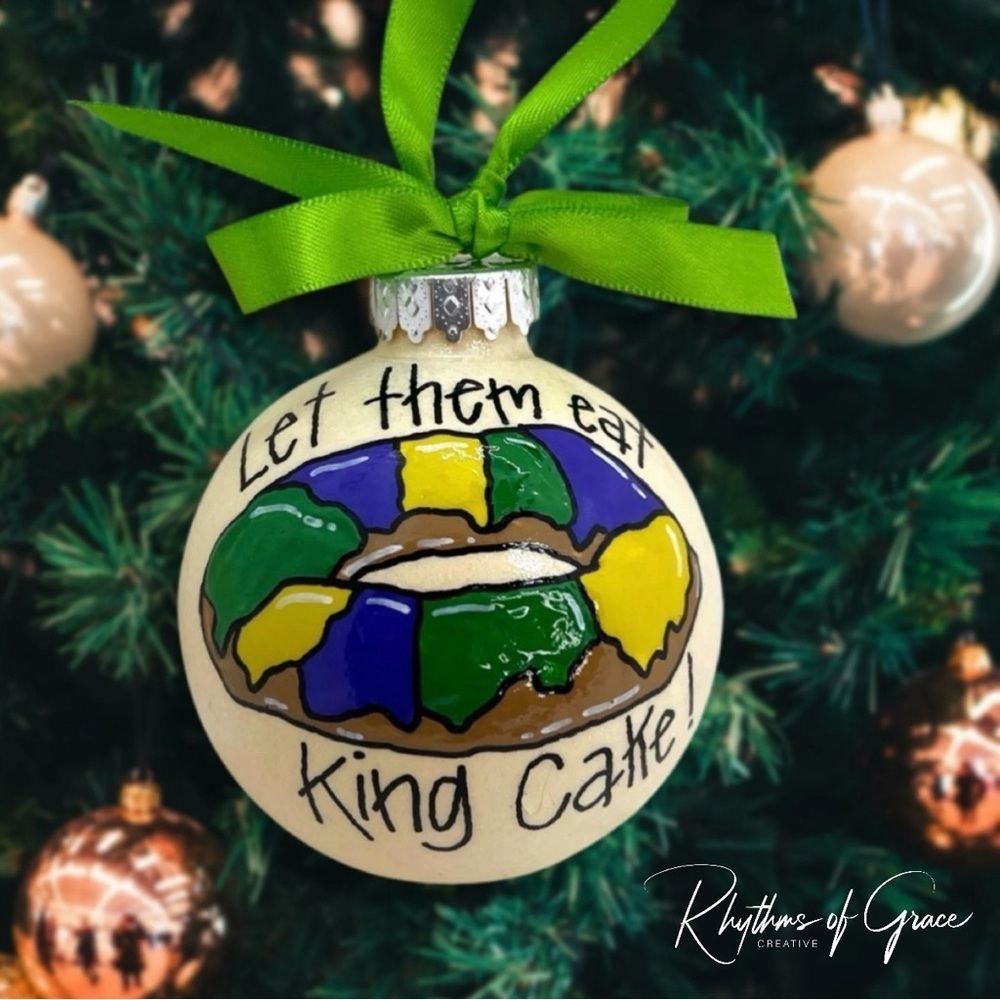 Handmade Personalized Kingcake Christmas Ornament - Cajun, Mardi Gras, Louisiana